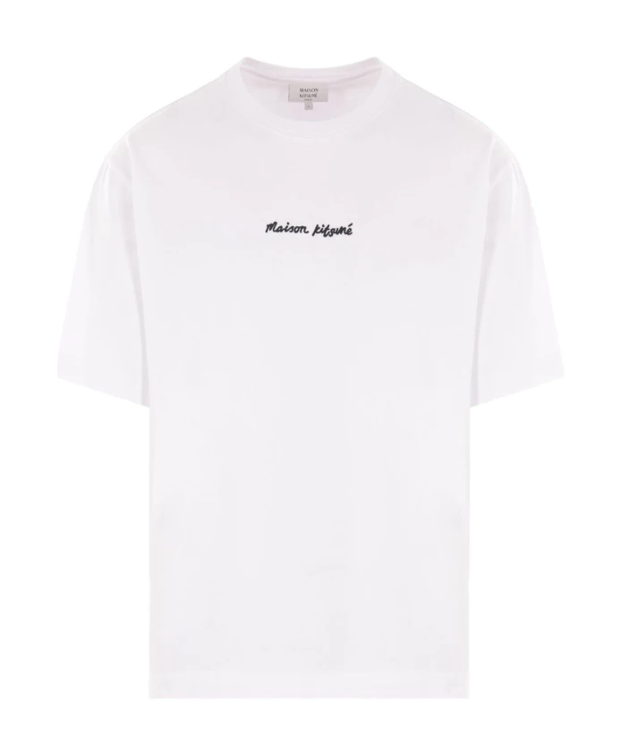 

Футболка большого размера с надписью от руки. Maison Kitsunã, белый