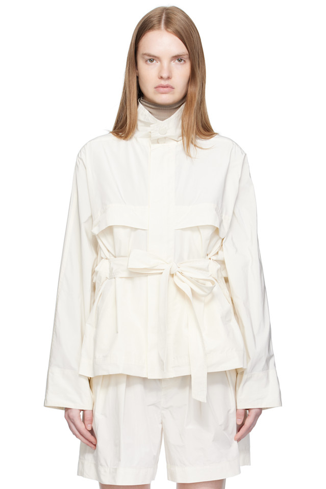 

Issey Miyake Куртка-Блузон Off-White с мятой U-образной формой