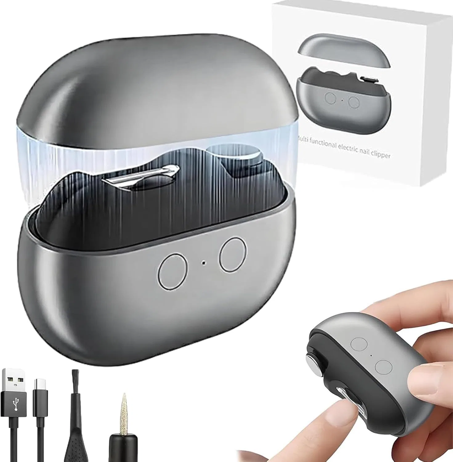 Электрическая машинка для стрижки ногтей Fanyil Easyclip с LED-подсветкой, черная Waqqys, Black