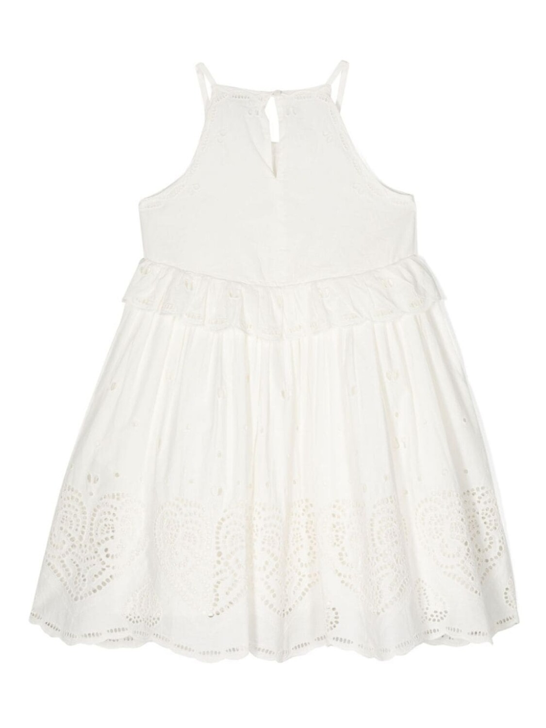 Stella McCartney Kids платье с английской вышивкой, нейтральный цвет — фото 2