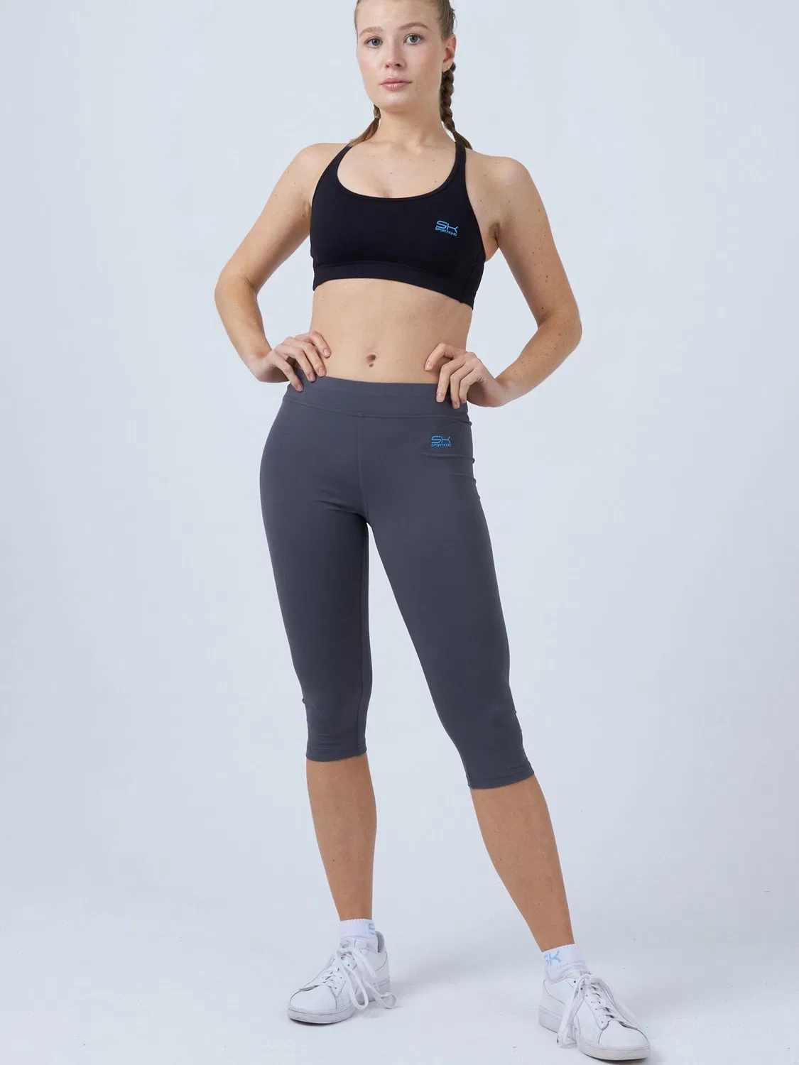 Узкие леггинсы Sportkind 3/4 Sport Leggings серого цвета