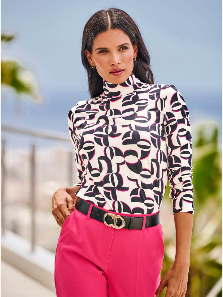 

Рубашка с водолазкой цвета шампанского и черного цвета с принтом Heine