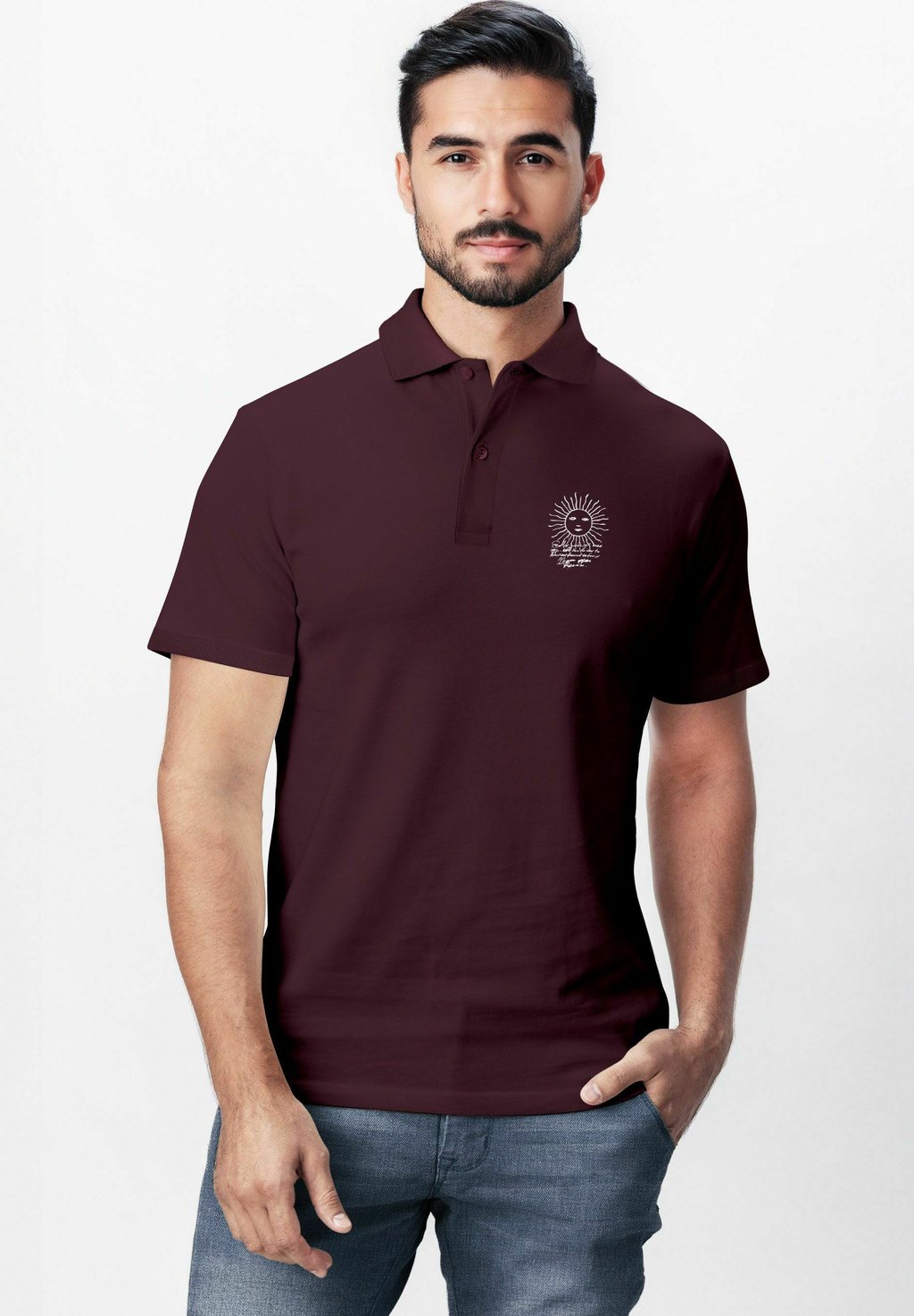 

Рубашка поло POLOSHIRT HERREN MIT SONNE GRAFIK PRINT – KURZARM POLO SOMMER Neverless, темно-коричневый