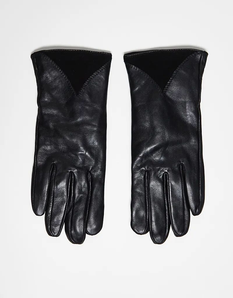 

Кожаная перчатка Barney's Originals с панельной деталью черного цвета