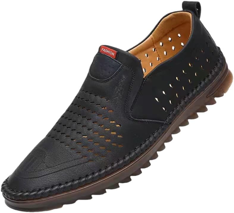 

Мужские повседневные туфли с перфорацией, стильные, удобные, дышащие лоферы с мягкой подошвой, подходят и деловых встреч Hoalox, черный