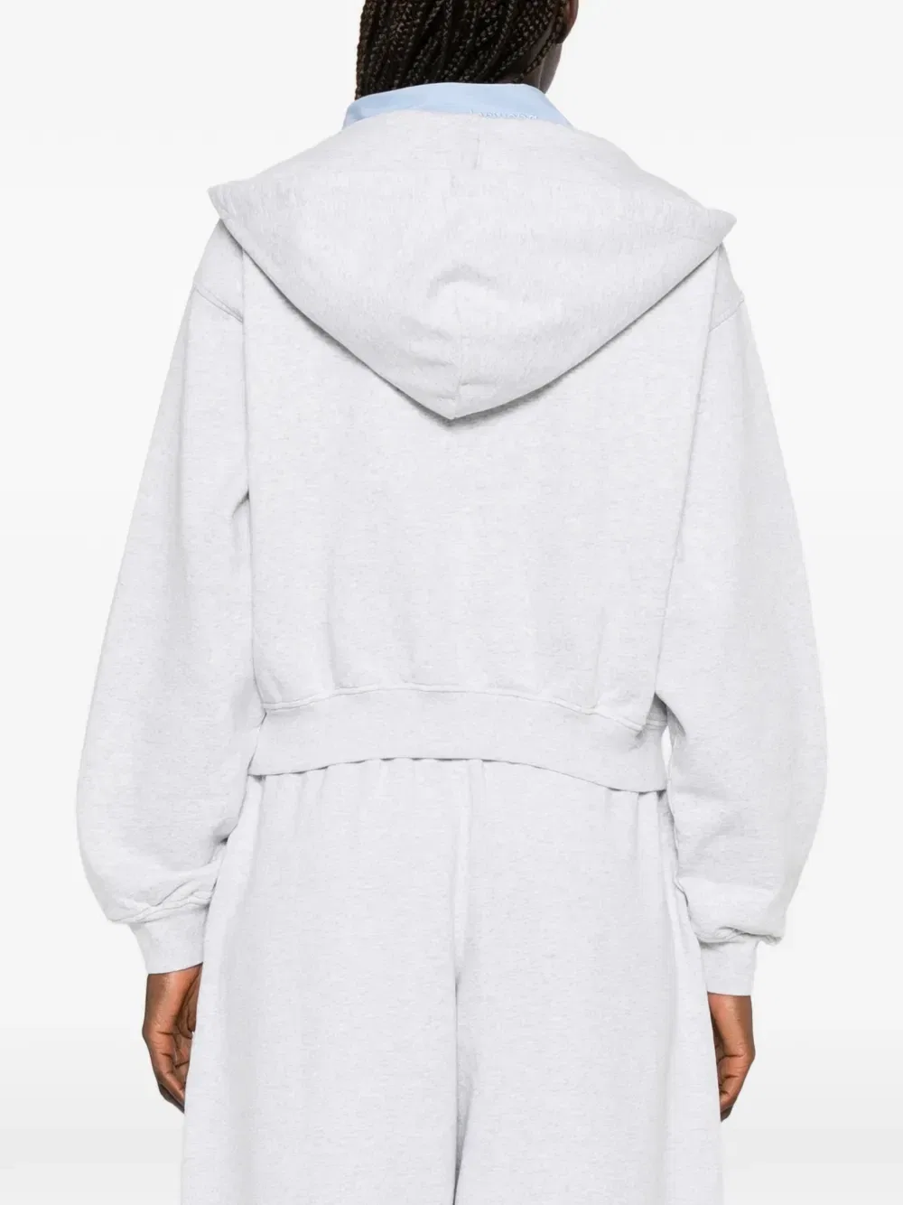 Укороченное худи с логотипом Alexander Wang, серый — фото 4