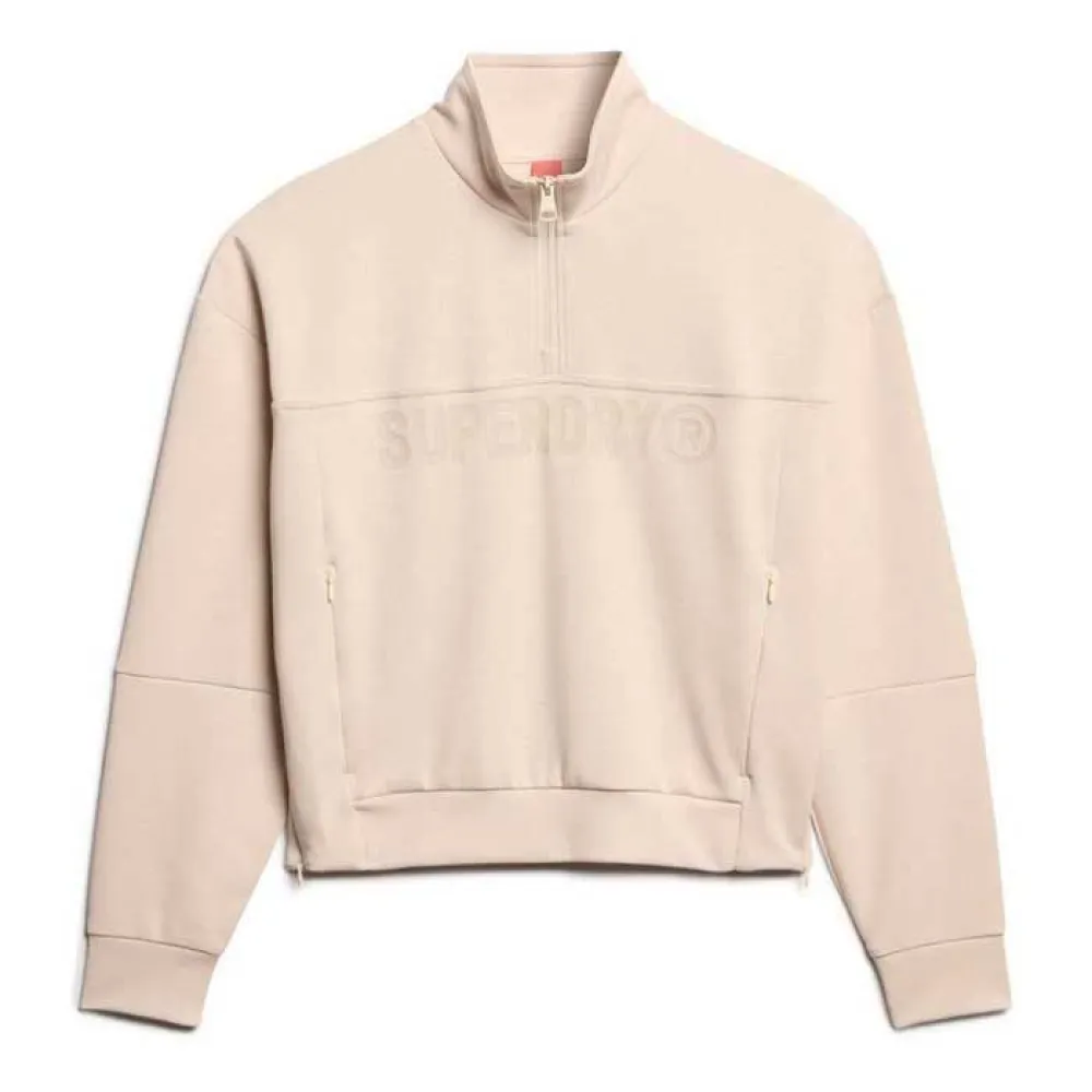 

Толстовка Superdry Active Tech Logo Relaxed half zip, бежевый
