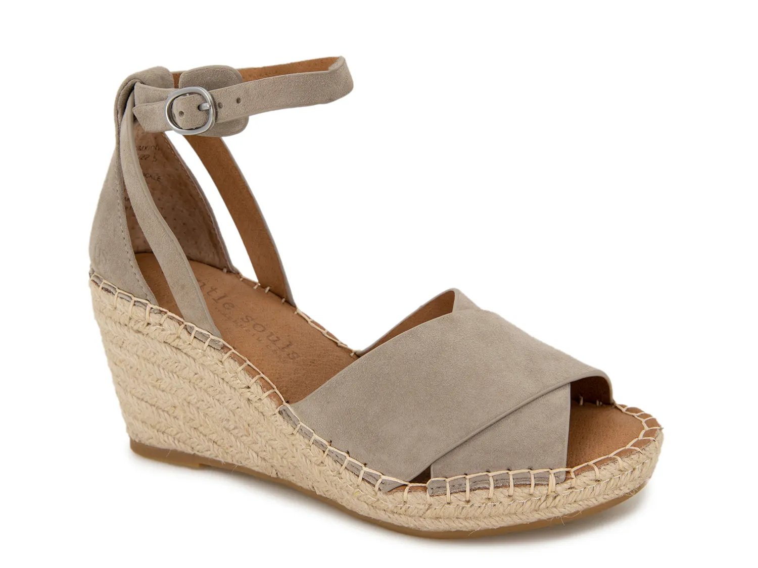 Сандалии Gentle Souls by Kenneth Cole Charli Wedge Sandal, Mushroom Nubuck Leather