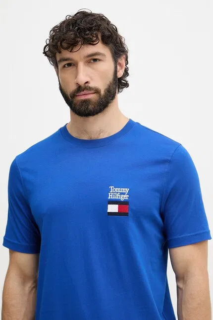 Футболка базовая хлопковая Tommy Hilfiger, синий — фото 4