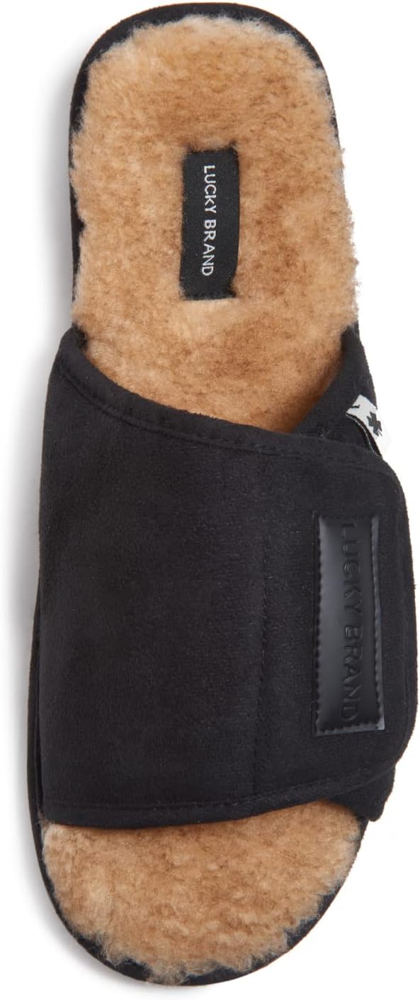 

Мужские сланцы Lucky Brand из микрозамши с амортизирующей стелькой и открытым носком, с регулируемым ремешком, для дома и улицы, черный