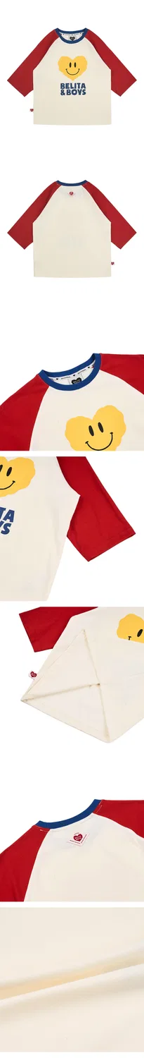 Детская тёмно-красная футболка 3/4 рукава с цветными блоками "Smile Heart" от Belita&Boys — фото 3