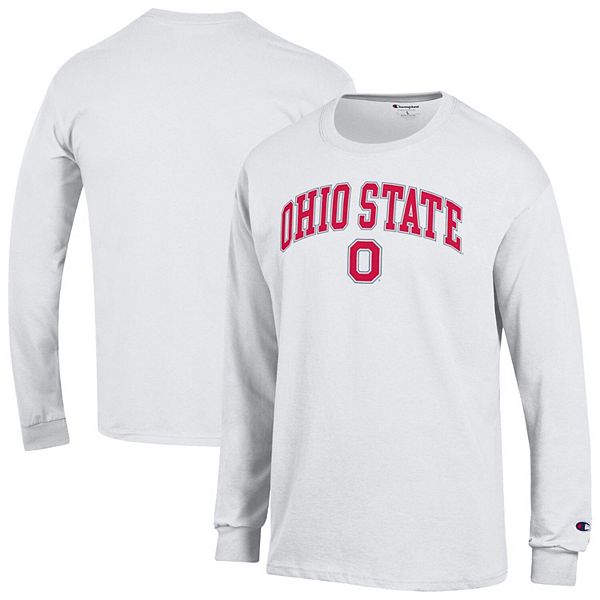 

Мужская белая футболка с длинным рукавом ohio state buckeyes arch over logo 2-hit Champion