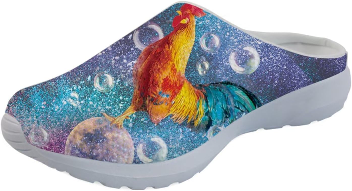 

Мужские садовые сабо GLENLCWE Blue Sea Turtle, сетчатые, мягкие и удобные мюли и сабо, легкие, на липучке, для прогулок, кроссовки, пляжные сандалии, легкие, Rooster Bubble Space