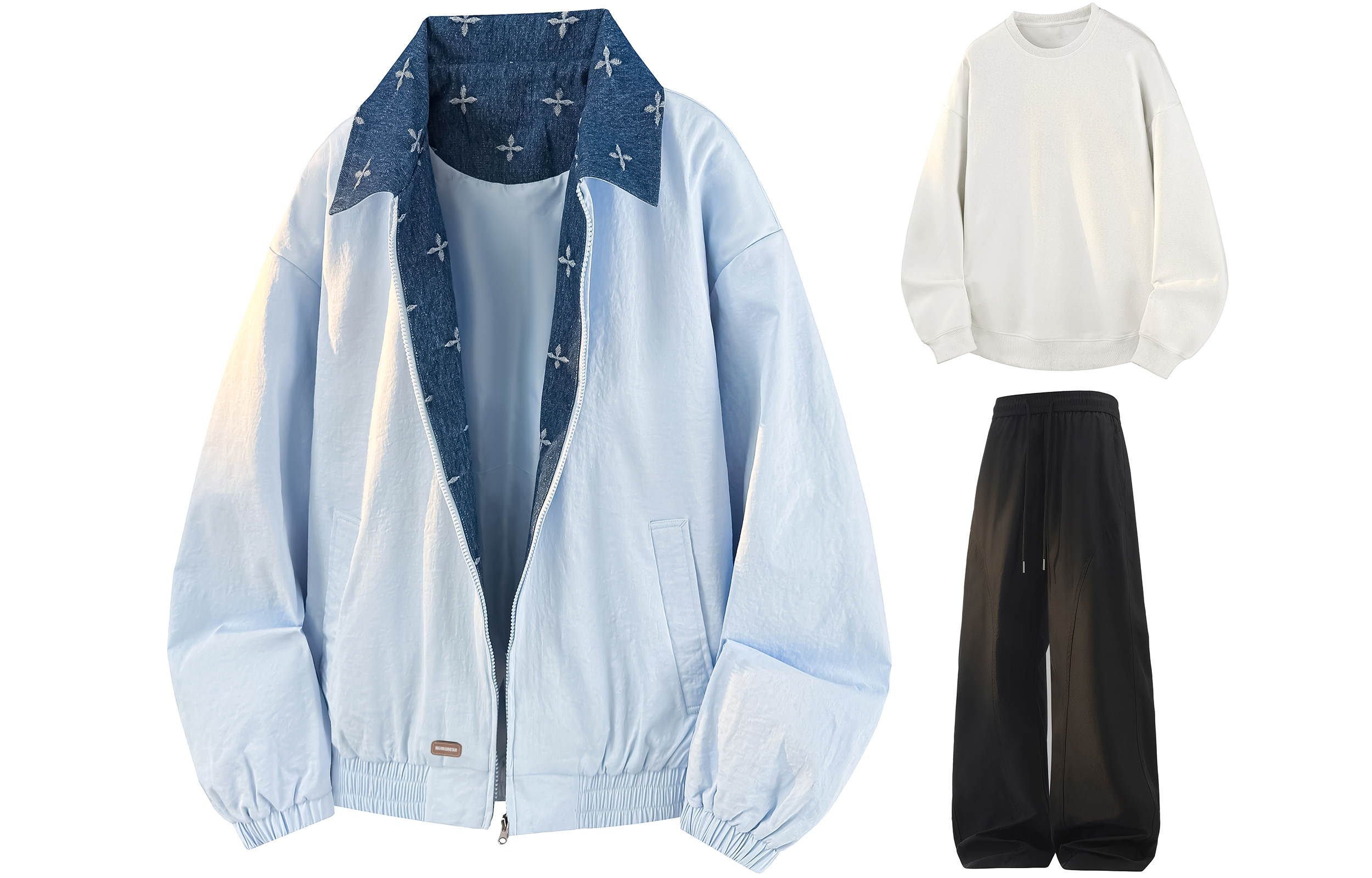 

Повседневная спортивная одежда Unisex WARRIOR, moon синий+белый+черный[free diy badge]