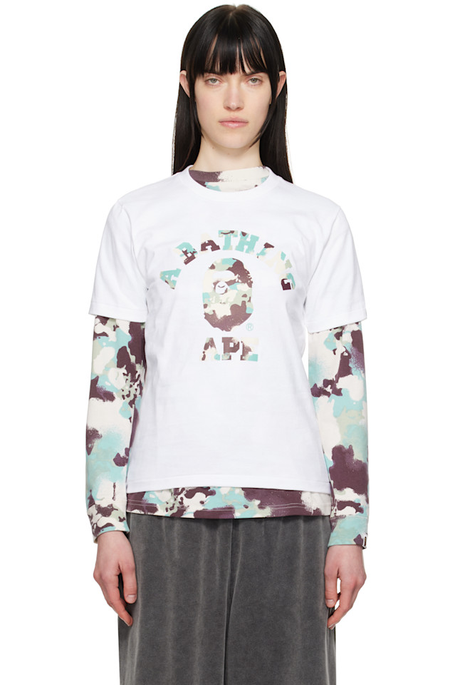 

Футболка колледжа с камуфляжным принтом Map Bape, мультиколор