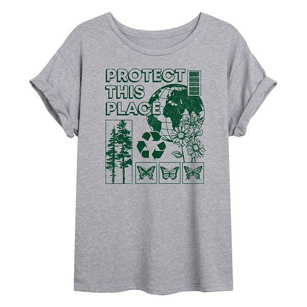 

Футболка Juniors Earth Day Protect This Place Licensed Character, Heather Gray