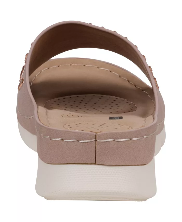 Женские украшенные удобные плоские сандалии Julie GC Shoes, розовый — фото 3