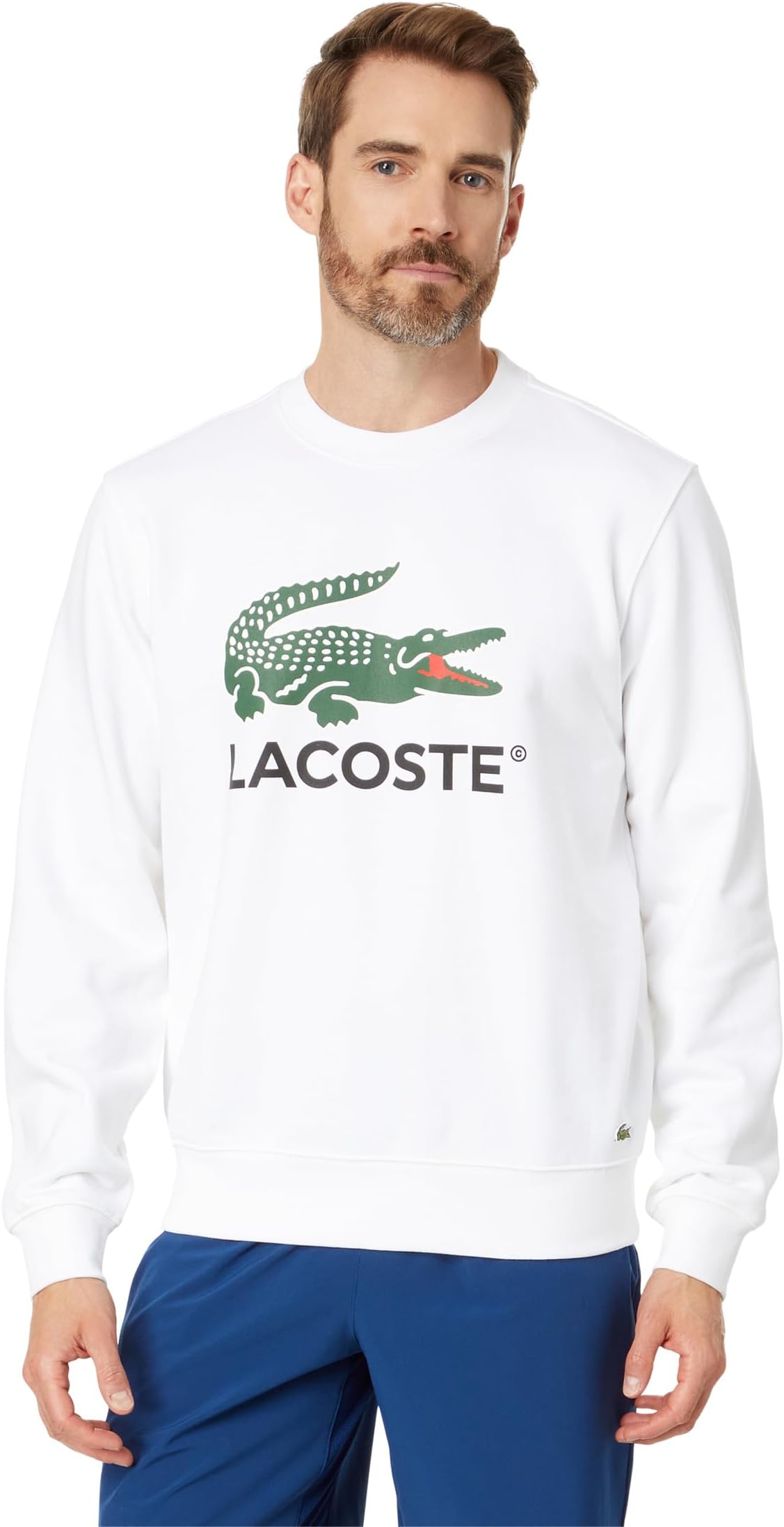 

Толстовка Lacoste Crocodile Print Crew Neck Sweatshirt, белый