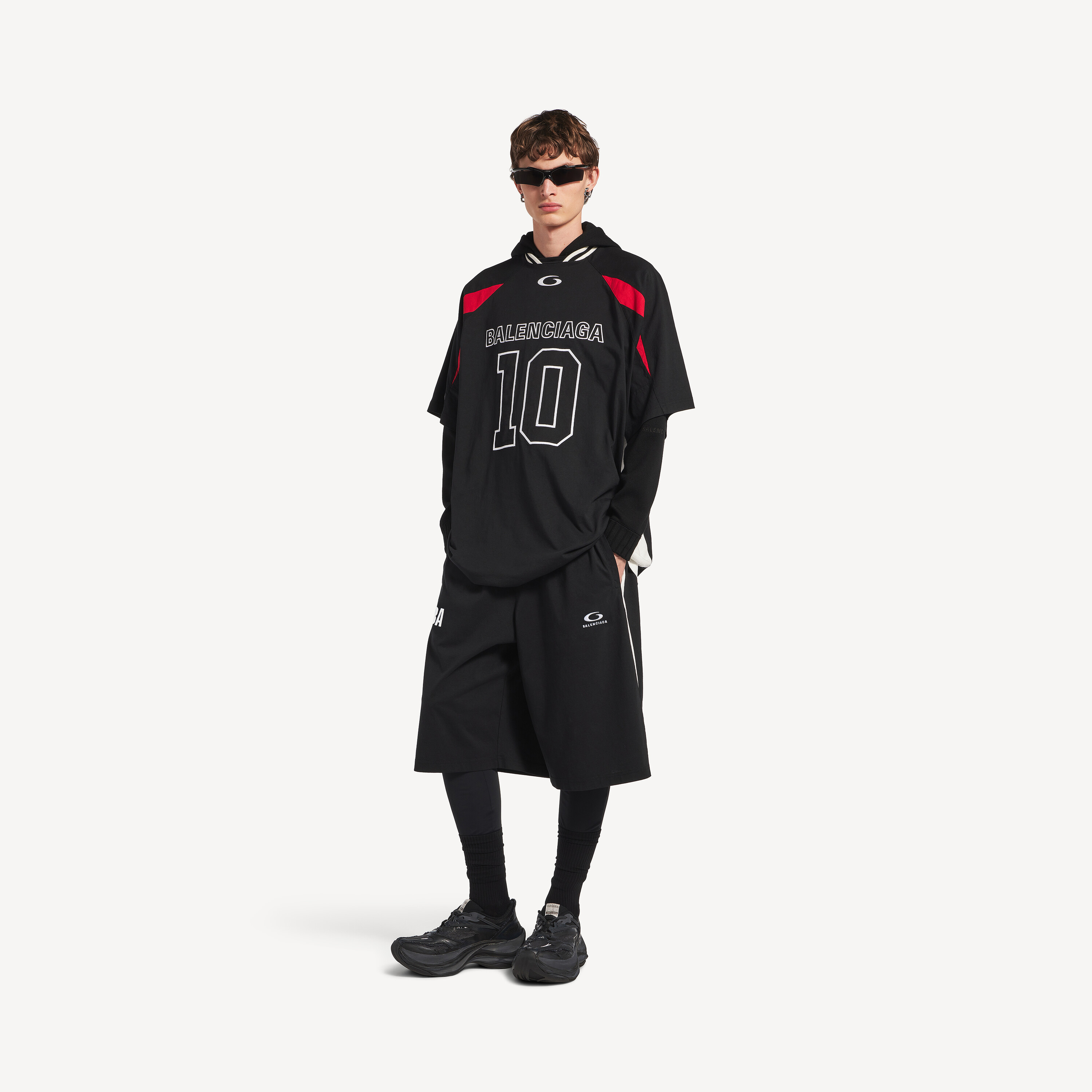 Мужские шорты для тренировок Balenciaga | Коллаборация с NBA, черно-белые, серый — фото 2