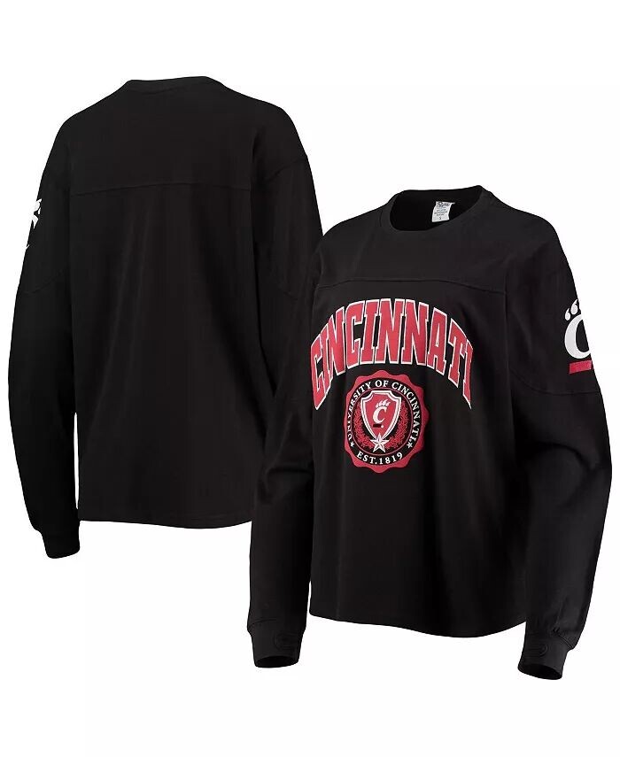 

Черная женская футболка с длинным рукавом Cincinnati Bearcats Edith Pressbox
