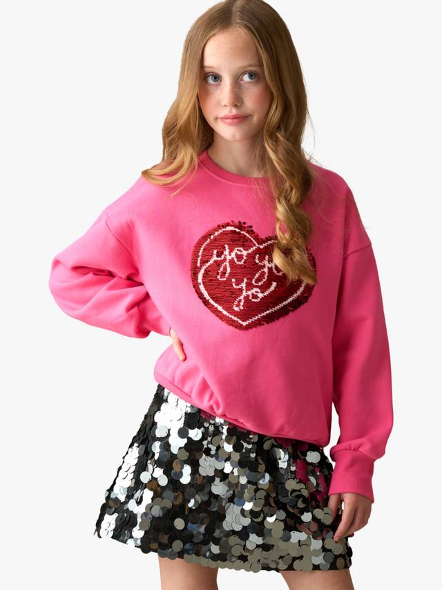 

Детский свитшот с пайетками в виде сердца из хлопка Angel & Rocket, Pink
