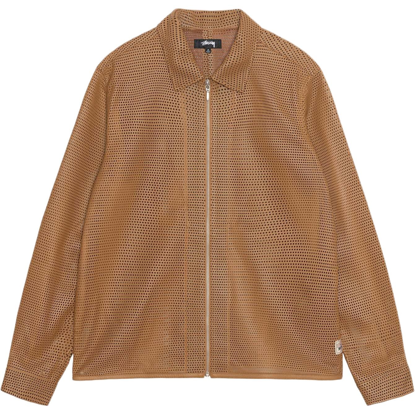 

Рубашка из перфорированной кожи на молнии Stussy, черный