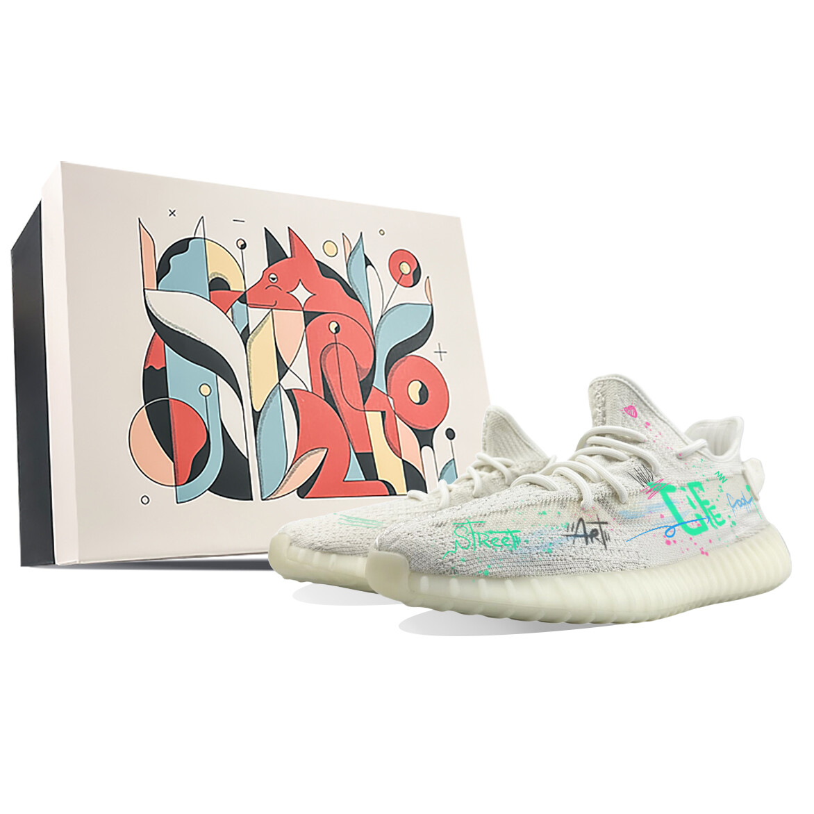 

Кроссовки adidas originals Yeezy Boost 350 Lifestyle Shoes Unisex Low-top Green, белый