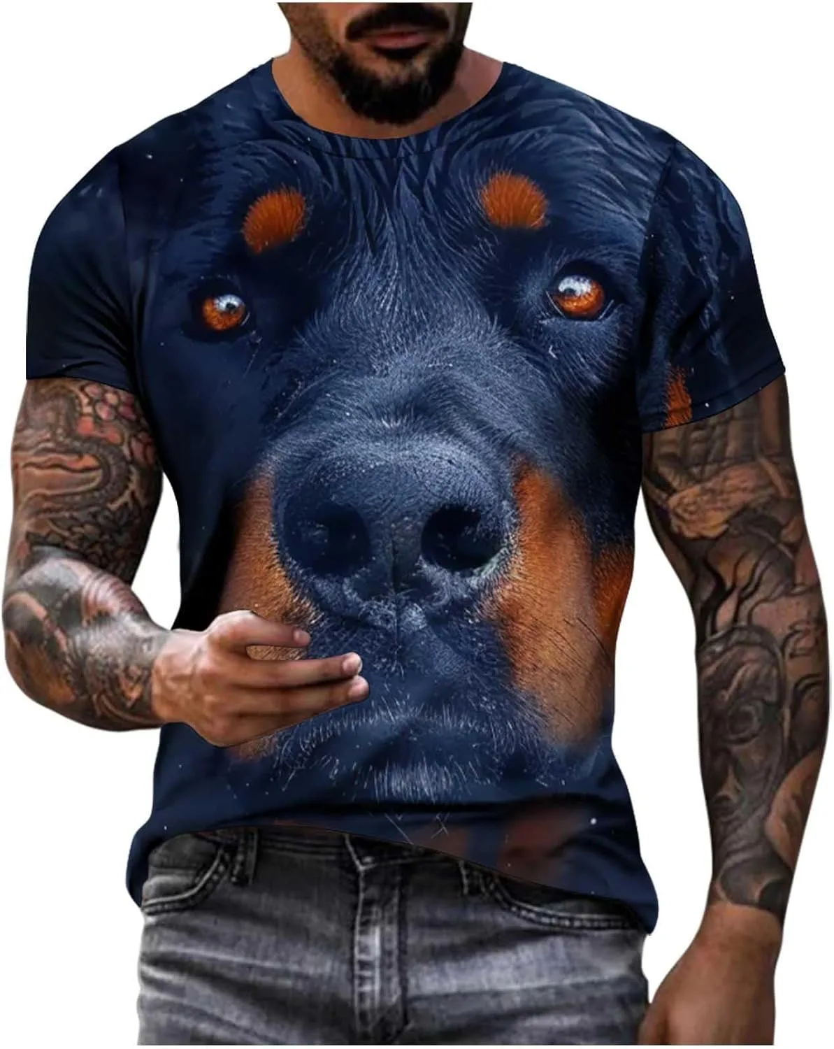 

Футболка с 3D принтом собаки для мужчин, летняя с коротким рукавом Sdeycui