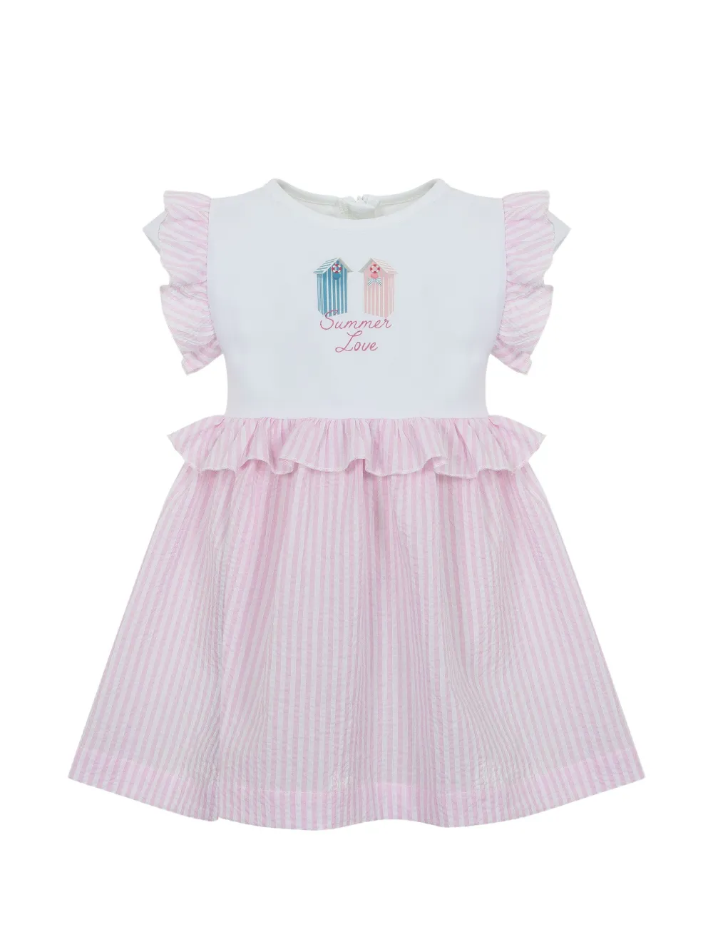 

Платье с оборками и вставкой в полоску Lapin House, белый