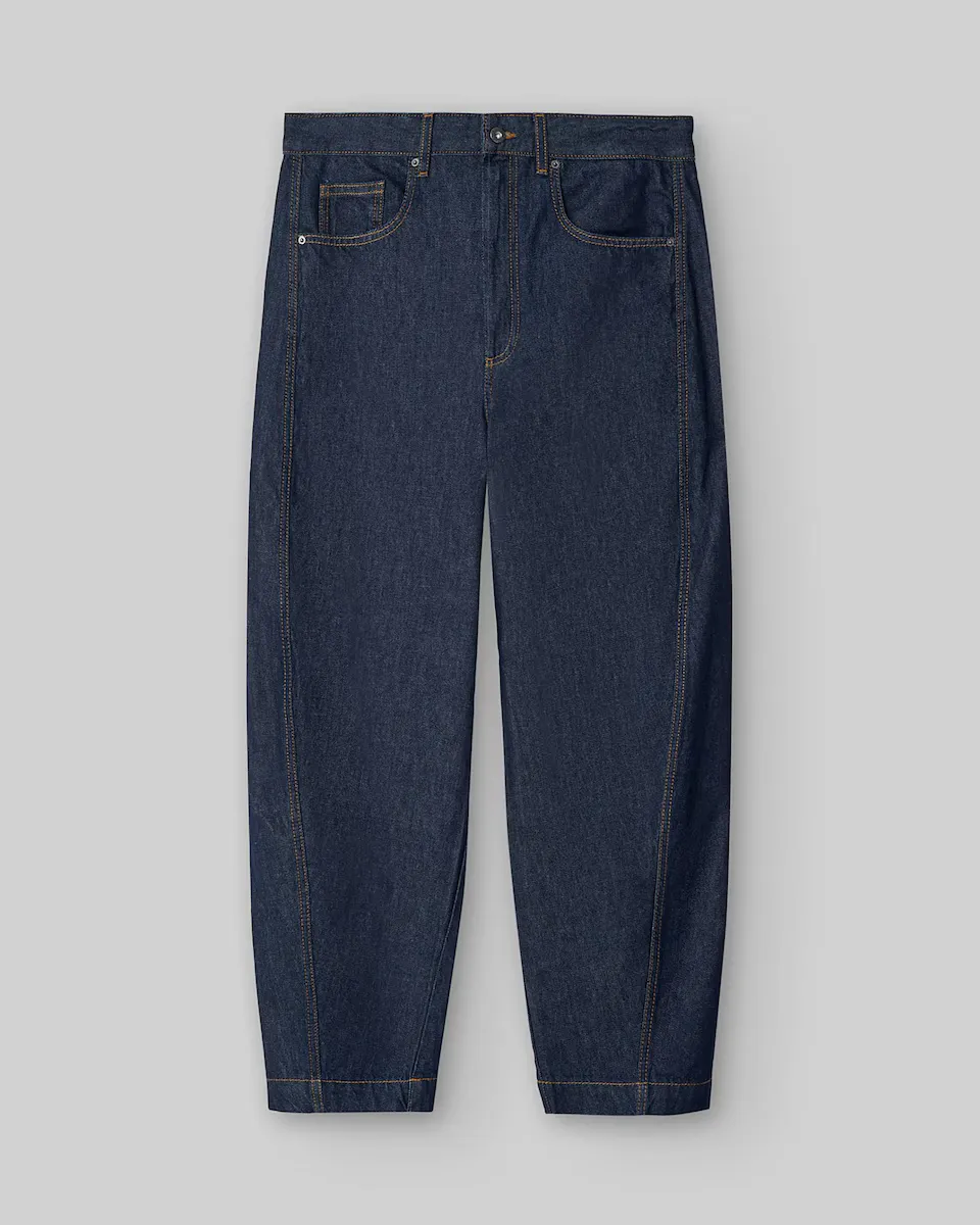 

Мужские джинсы бочкообразного кроя с нашивкой-логотипом на спине Adolfo Dominguez, темно-синий