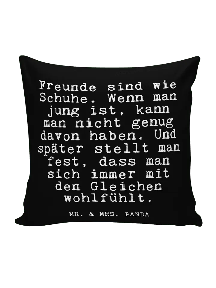 

Подушка Mr & Mrs Panda 40x40 Freunde sind wie Schuhe, черный