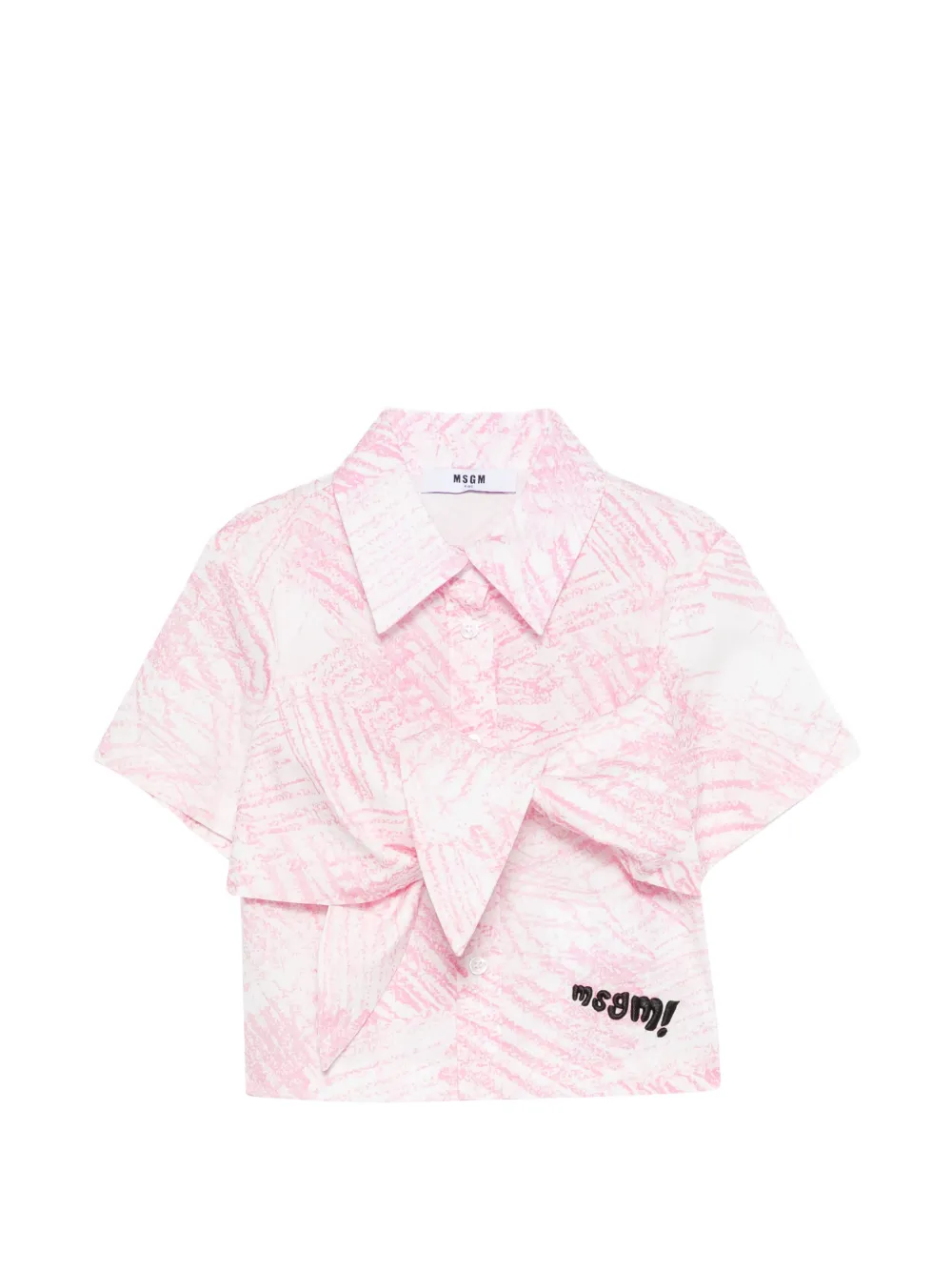

Рубашка с принтом и завязкой спереди Msgm Kids, розовый