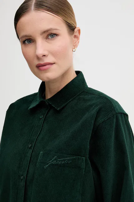 Рубашка женская Lacoste, зеленая хлопковая — фото 4