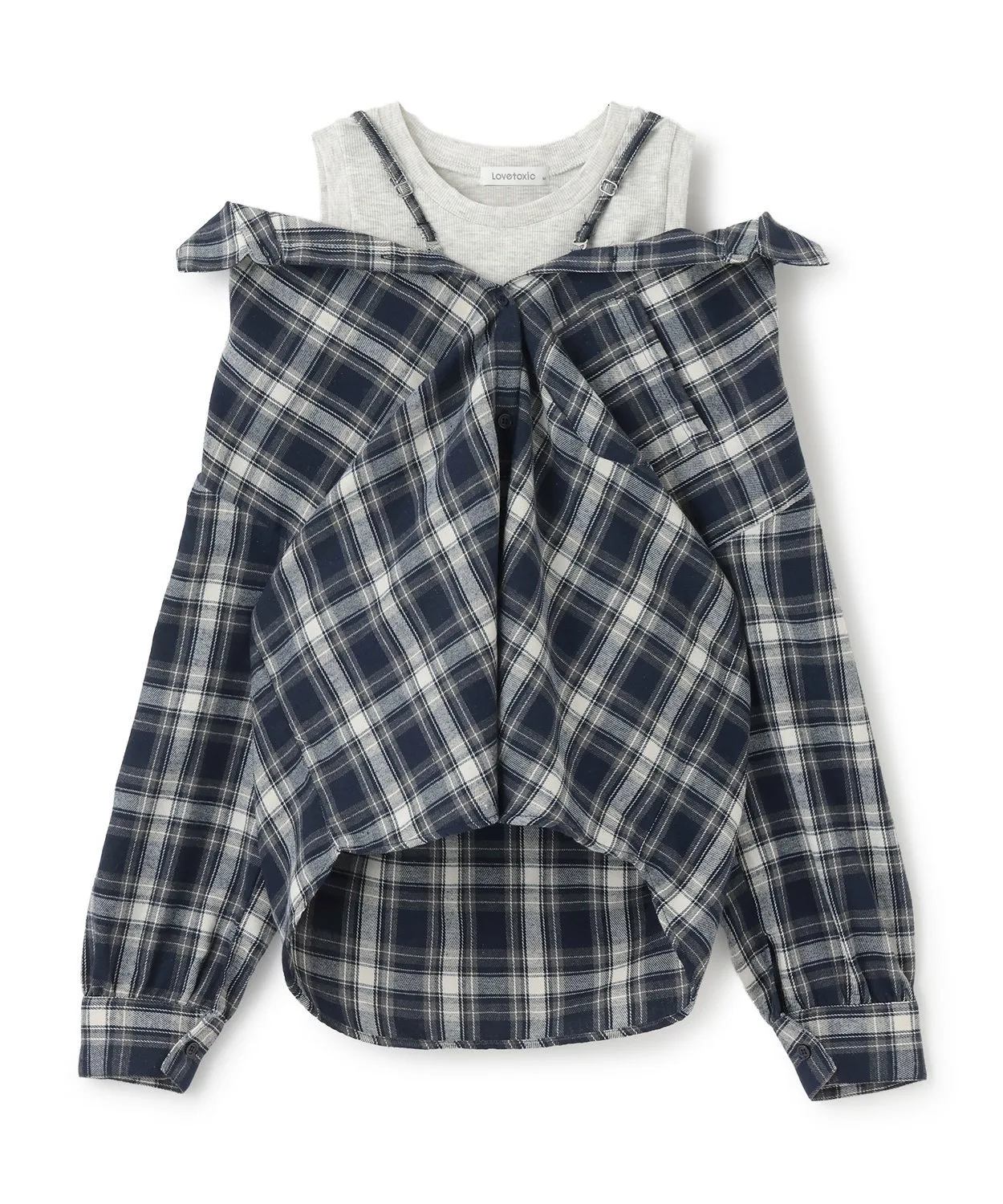 Комплект из двух рубашек в клетку с длинными рукавами Lovetoxic, Navy blue — фото 3
