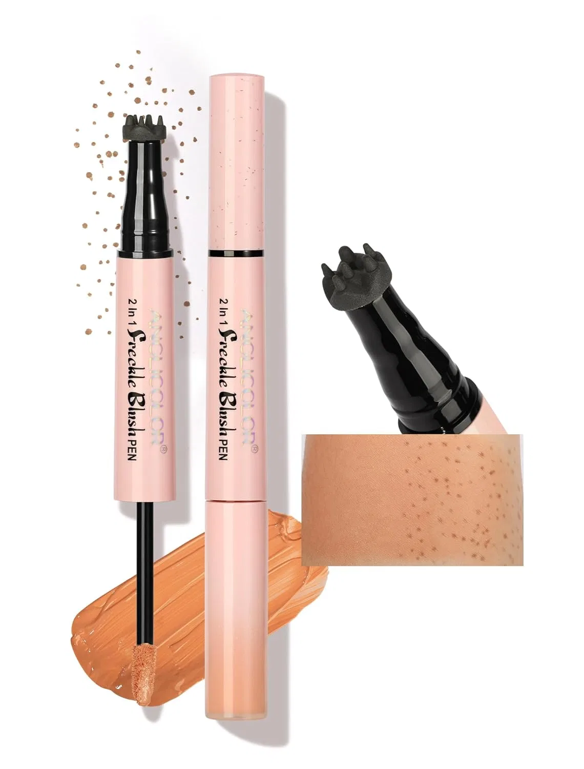Карандаш для веснушек 2-в-1 с румянами от Anglicolor Anglicolor, 02#Mocha Brown+Coral Orange