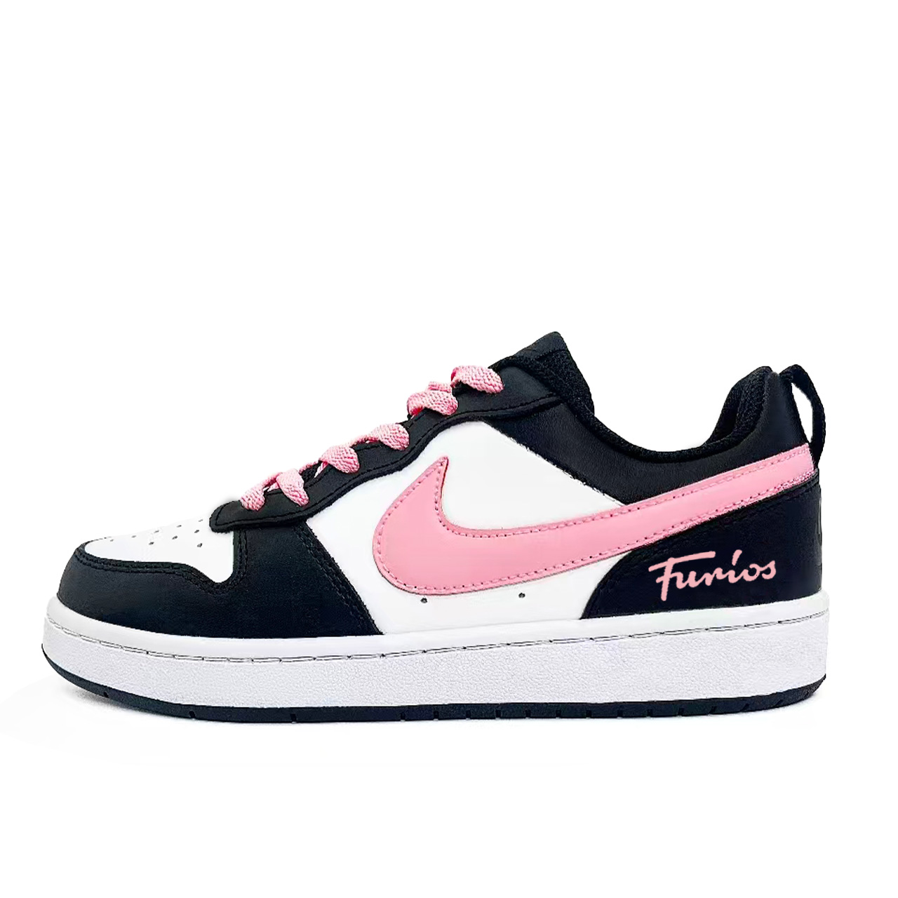 

Nike Court Borough Pink Ink Reconstruction устойчивые к истиранию низкие кроссовки для скейтбординга Black Pink детские