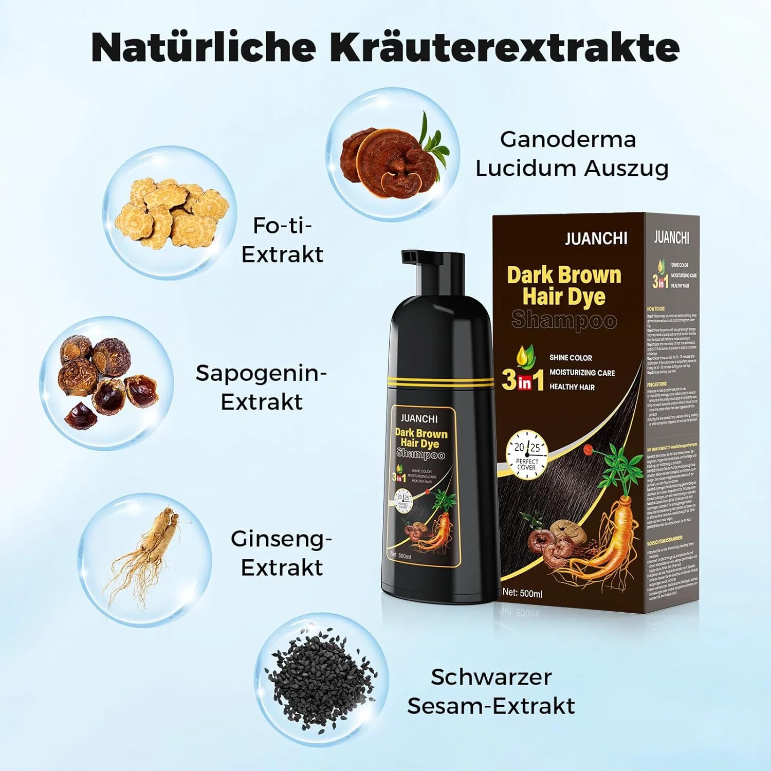 Шампунь-краска для волос «Dark Brown» от JUANCHI, Dark Brown — фото 3