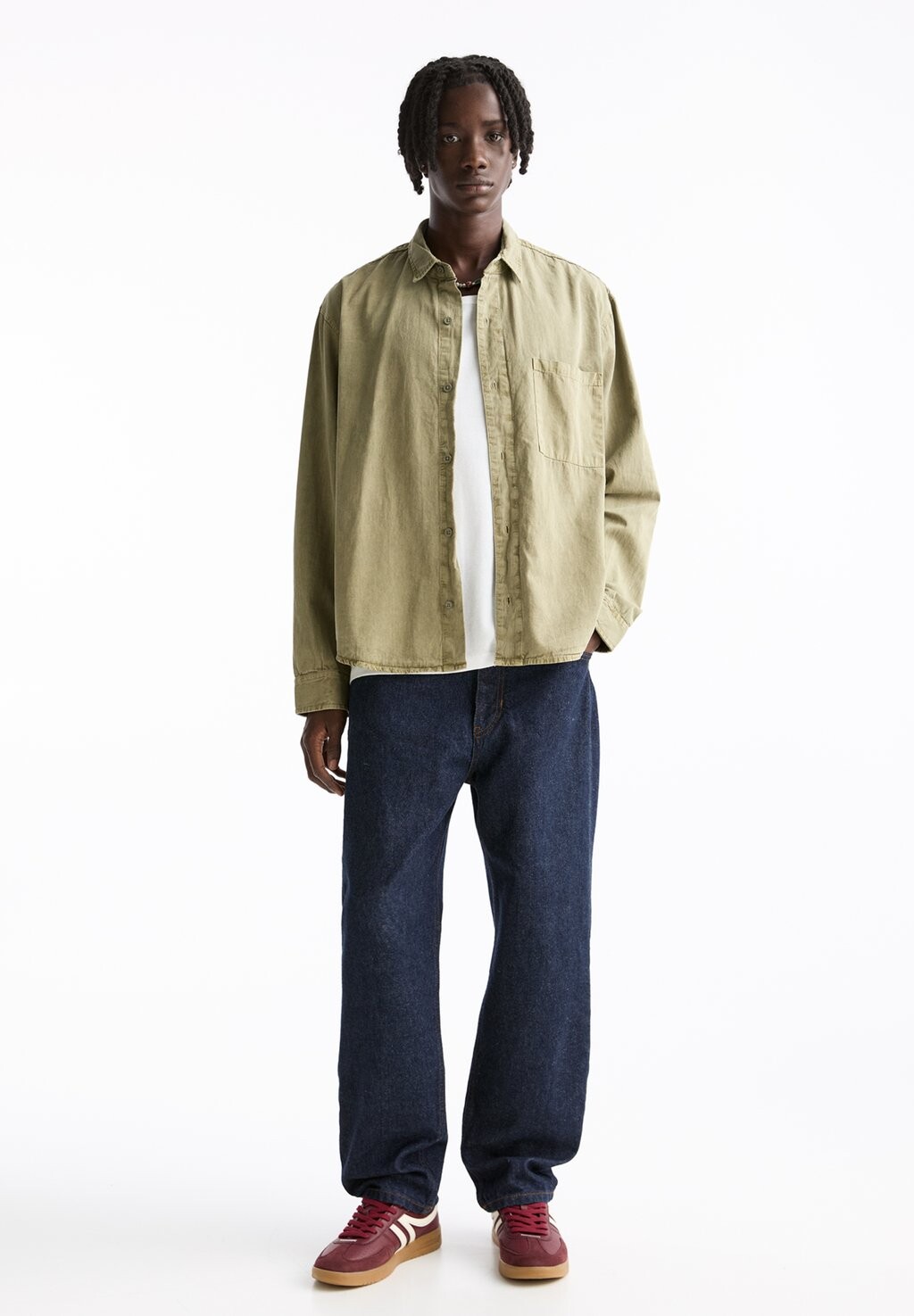 

Рубашка TEXTURED LONG SLEEVE WITH WASHED FINISH PULL&BEAR, хаки