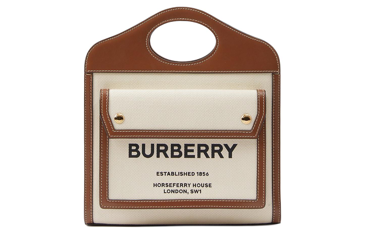 

Burberry Хлопковая мини-сумка через плечо с полиуретановой отделкой женская натурального солодово-коричневого цвета