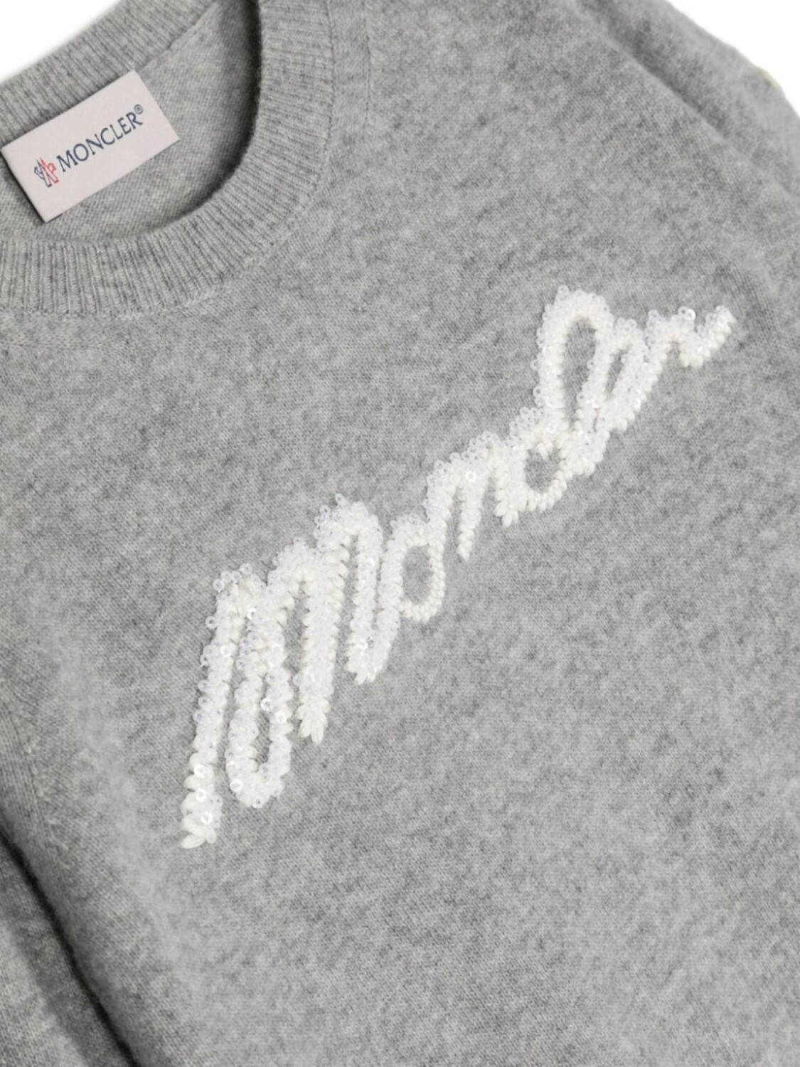 Moncler Enfant джемпер из вирджинской шерсти с вышитым логотипом, серый — фото 2