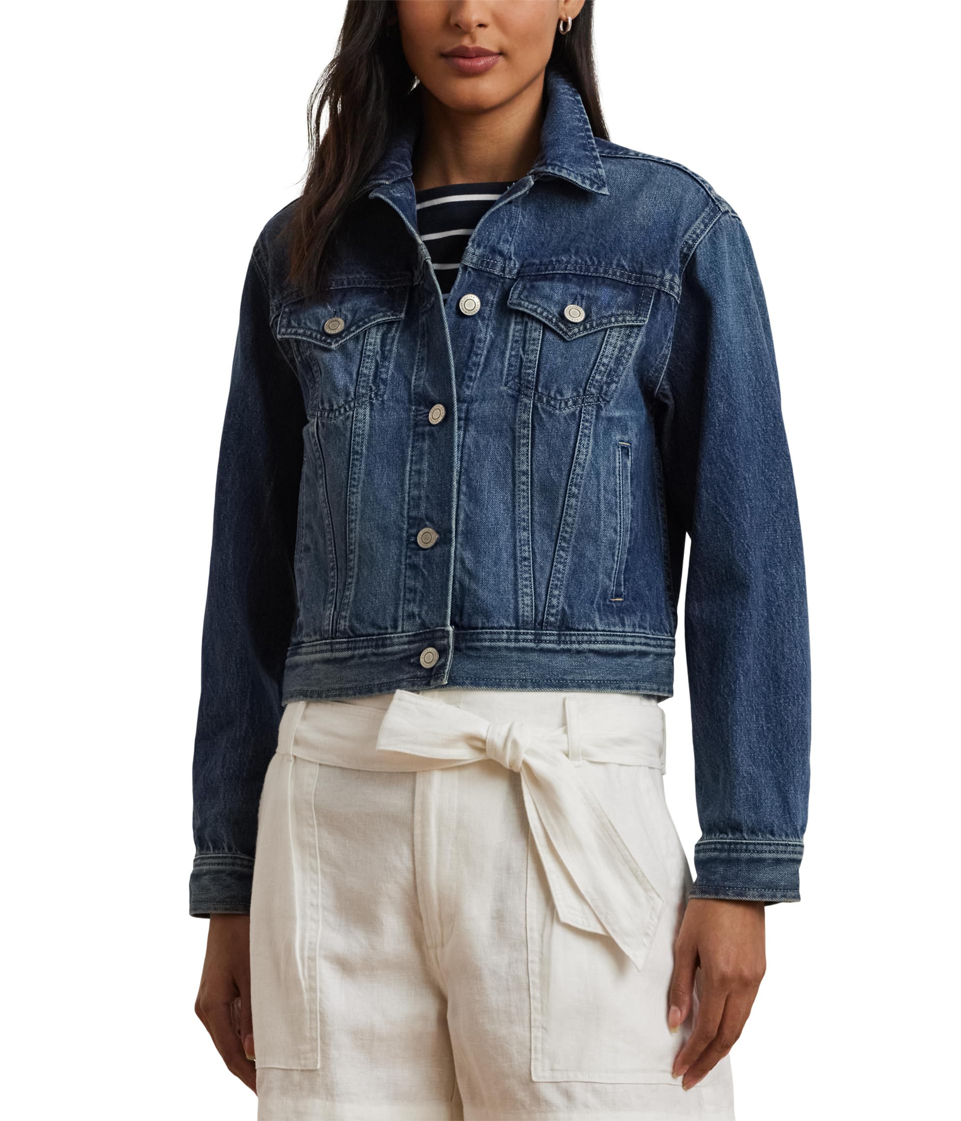 

Куртка Lauren Ralph Lauren Petite Paizley Unlined Trucker Jacket, цвет Haze Wash