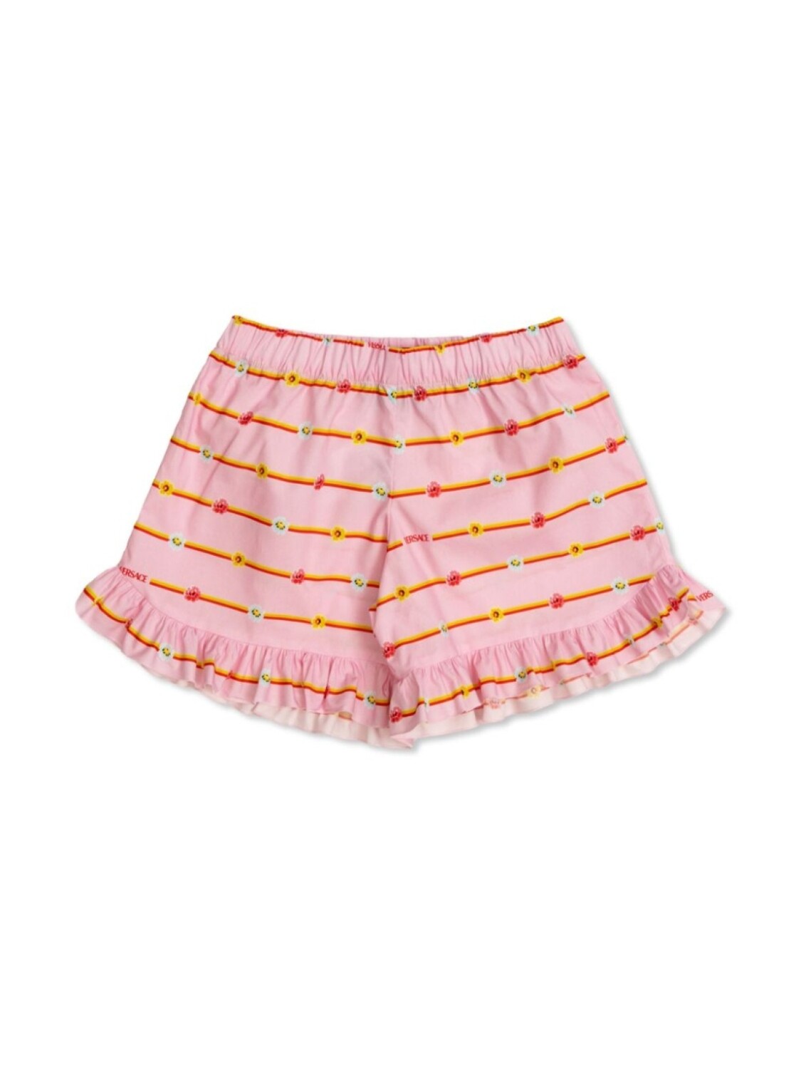 

Шорты с цветочным принтом в полоску Versace Kids, розовый