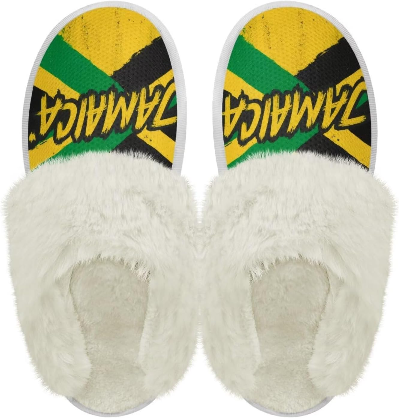 

Хлопковые тапочки с пушистыми краями, домашние тапочки для дома и улицы, хлопковые тапочки унисекс Pjheqoxe, Jamaica Pattern