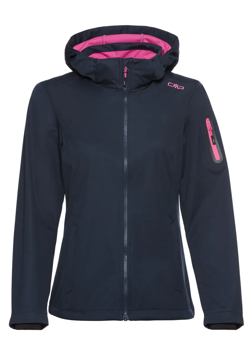 

Куртка CMP Softshell с капюшоном, дышащая, ветро- и водоотталкивающая, цвет Blue-Fu X Ia