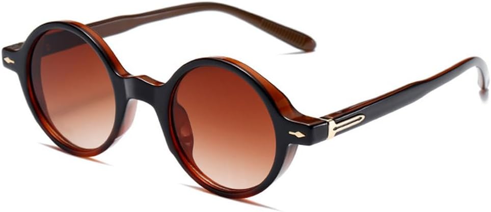 

Модные панк-солнцезащитные очки для женщин, круглые, с винтажными заклепками; мужские солнцезащитные очки сине-зеленого цвета, защита от ультрафиолета UV400 HVTVTLA, Black Tea Tea