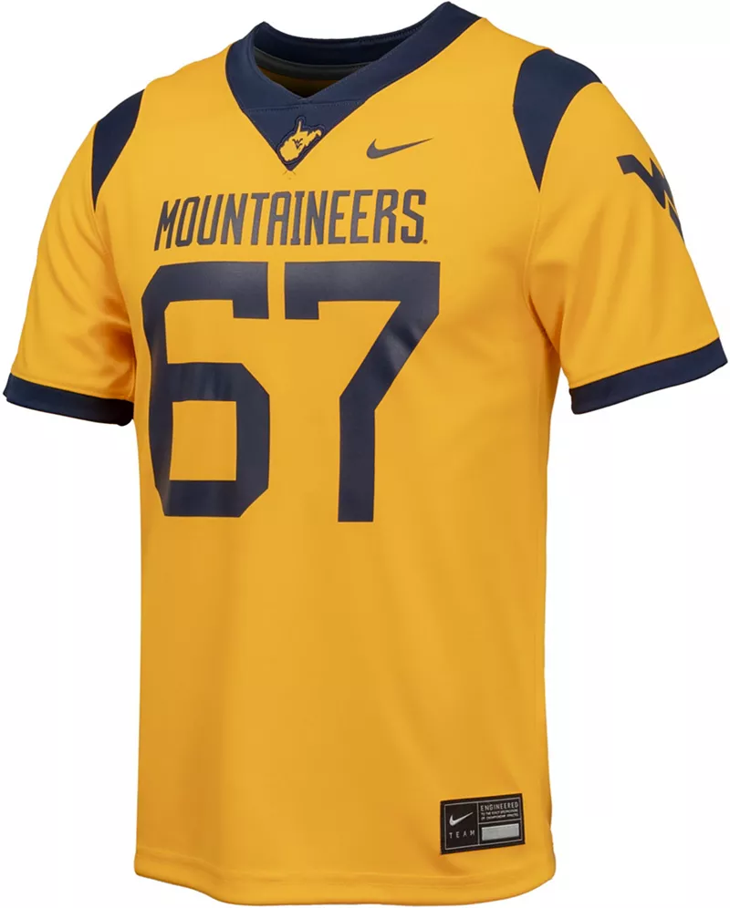 Золотая альтернативная футбольная майка Nike Youth West Virginia Mountaineers # 67 — фото 2