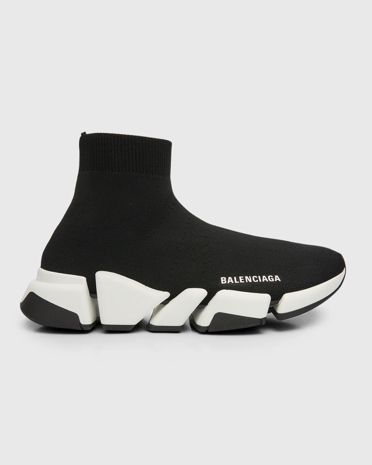 Кроссовки Speed ​​2.0 из переработанного трикотажа с двухцветной подошвой Balenciaga, цвет 1015 Black/White/Black