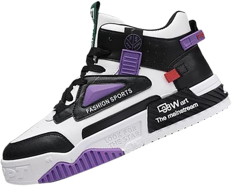 

Мужские стильные высокие кеды для скейтбординга - дышащие и удобные, для повседневной носки, с противоскользящей резиновой подошвой - подходят для повседневного использования на улице Fmshi, черный