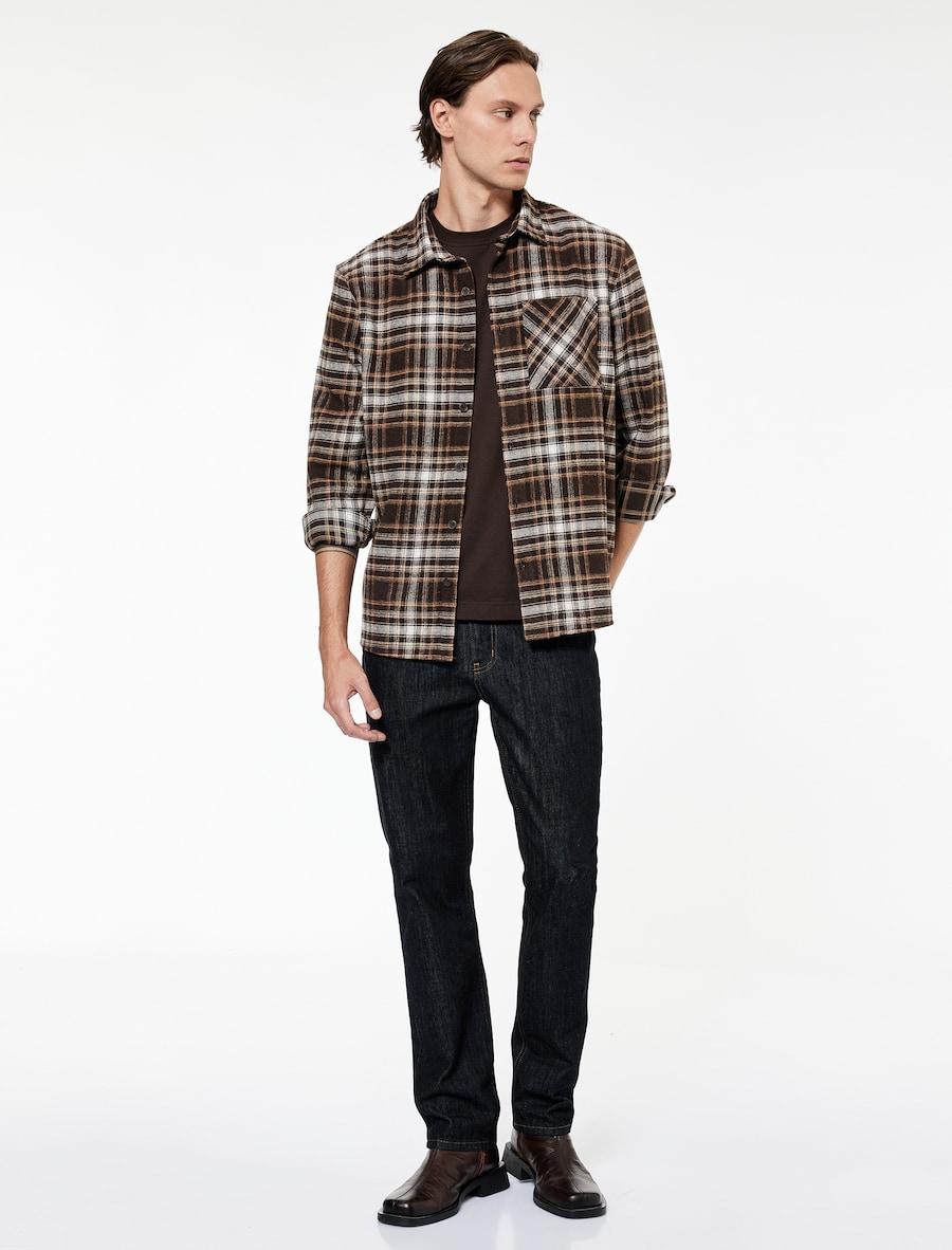 

Рубашка на пуговицах классического кроя Koton, коричневый