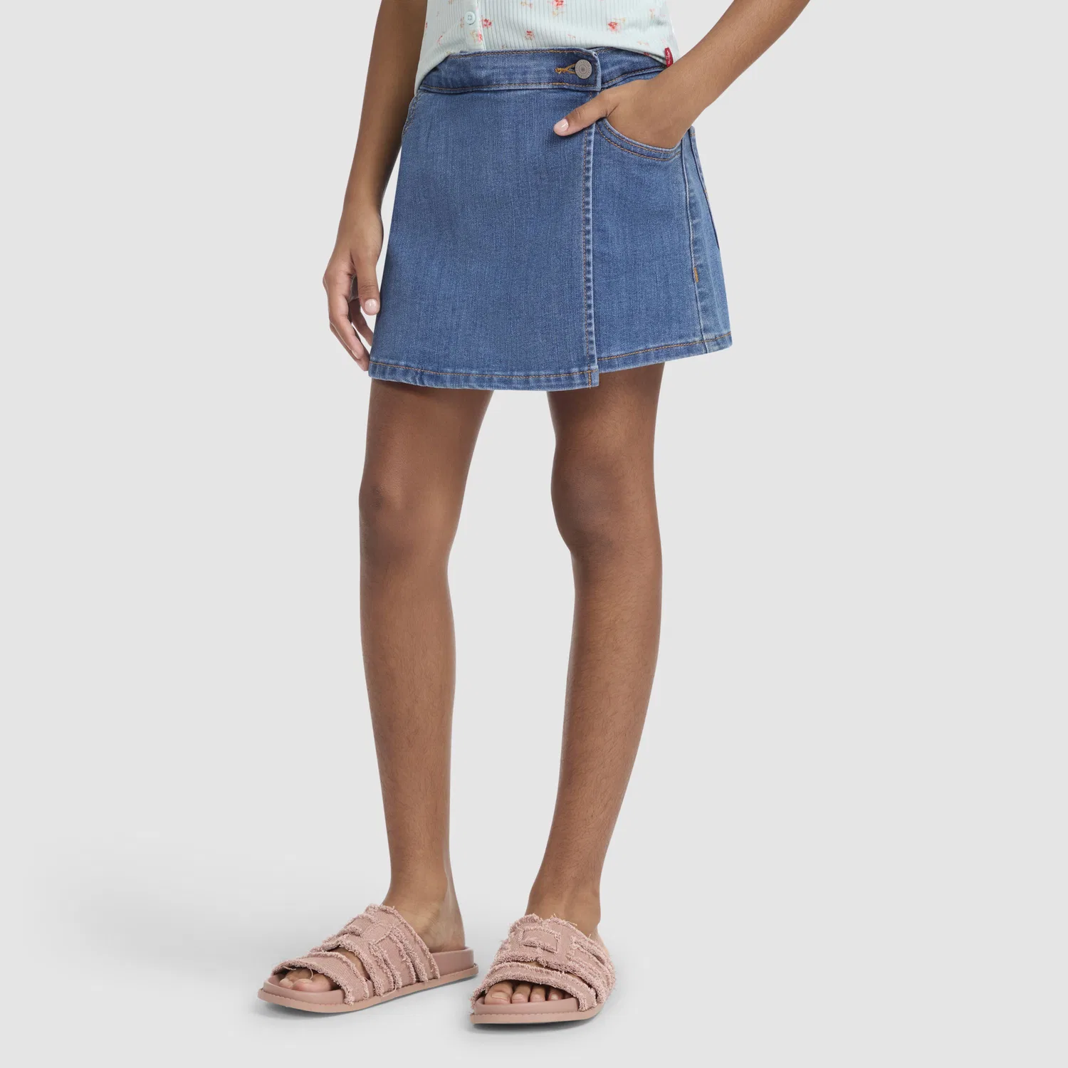 Джинсовая юбка-шорты для девочек 7-16 лет Levi's, Medium Wash
